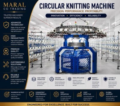 Circular knitting machine with yarn creel in a textile mill