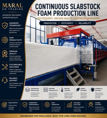Flexible polyurethane foam block on a continuous slabstock foam line
