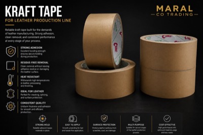 Stacked rolls of industrial kraft tape for packaging